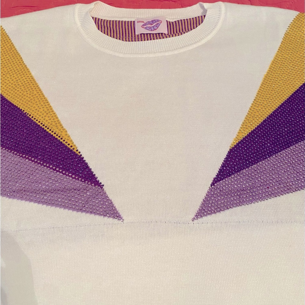 Sparkle City Purple and Gold Sweater plus NWOT LSU colors